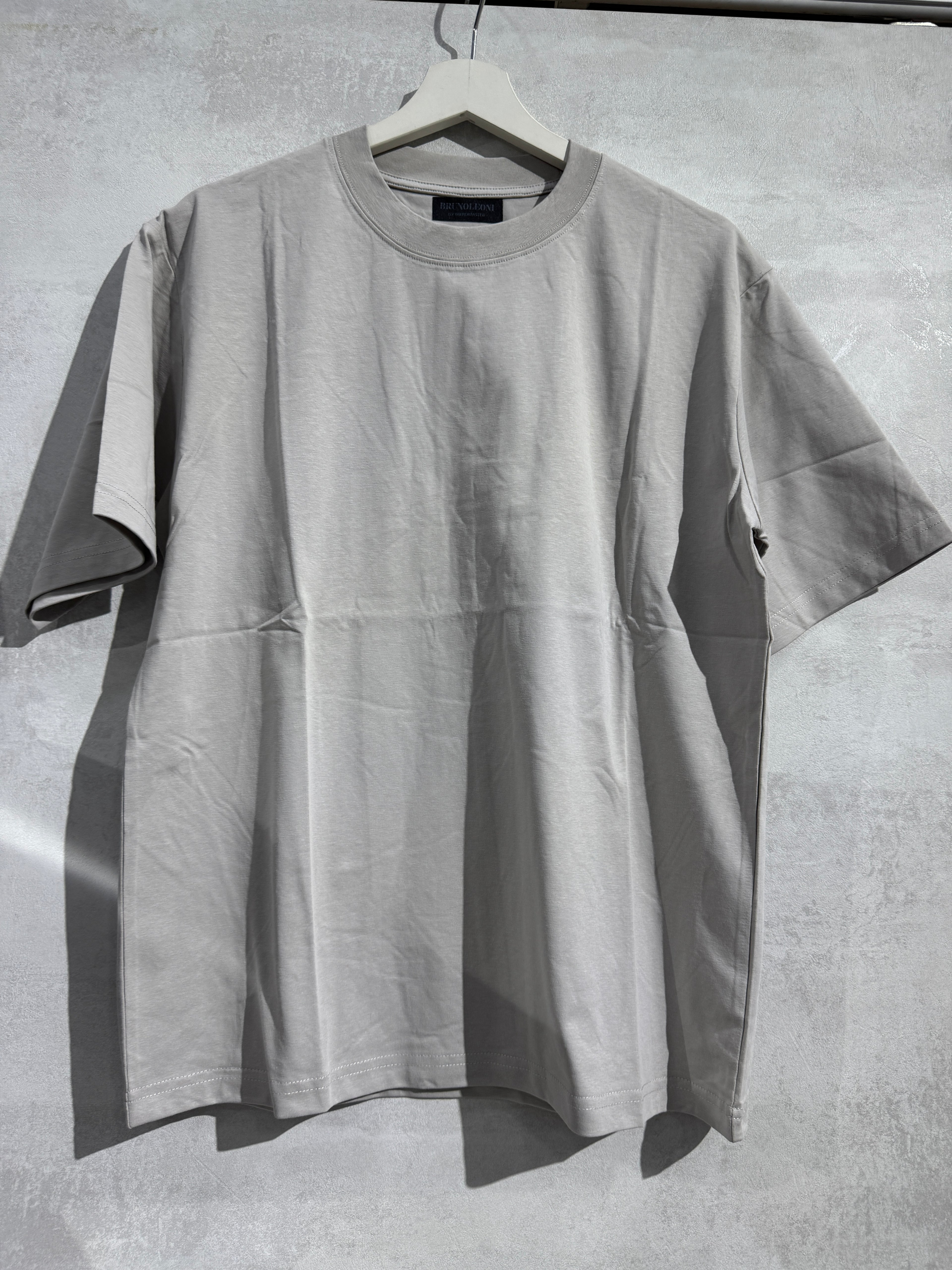 T-shirt Basic mezza manica grigio perla