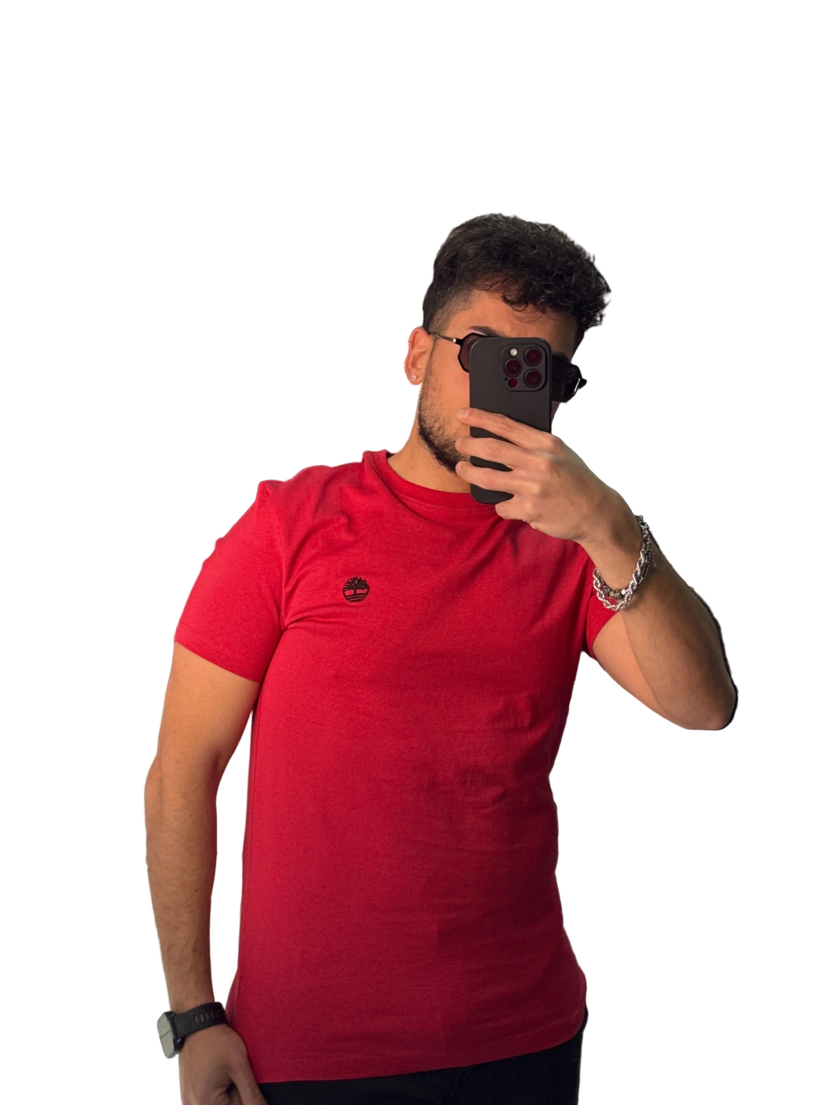 T-Shirt Uomo Rossa Slim Fit Timberland Logo