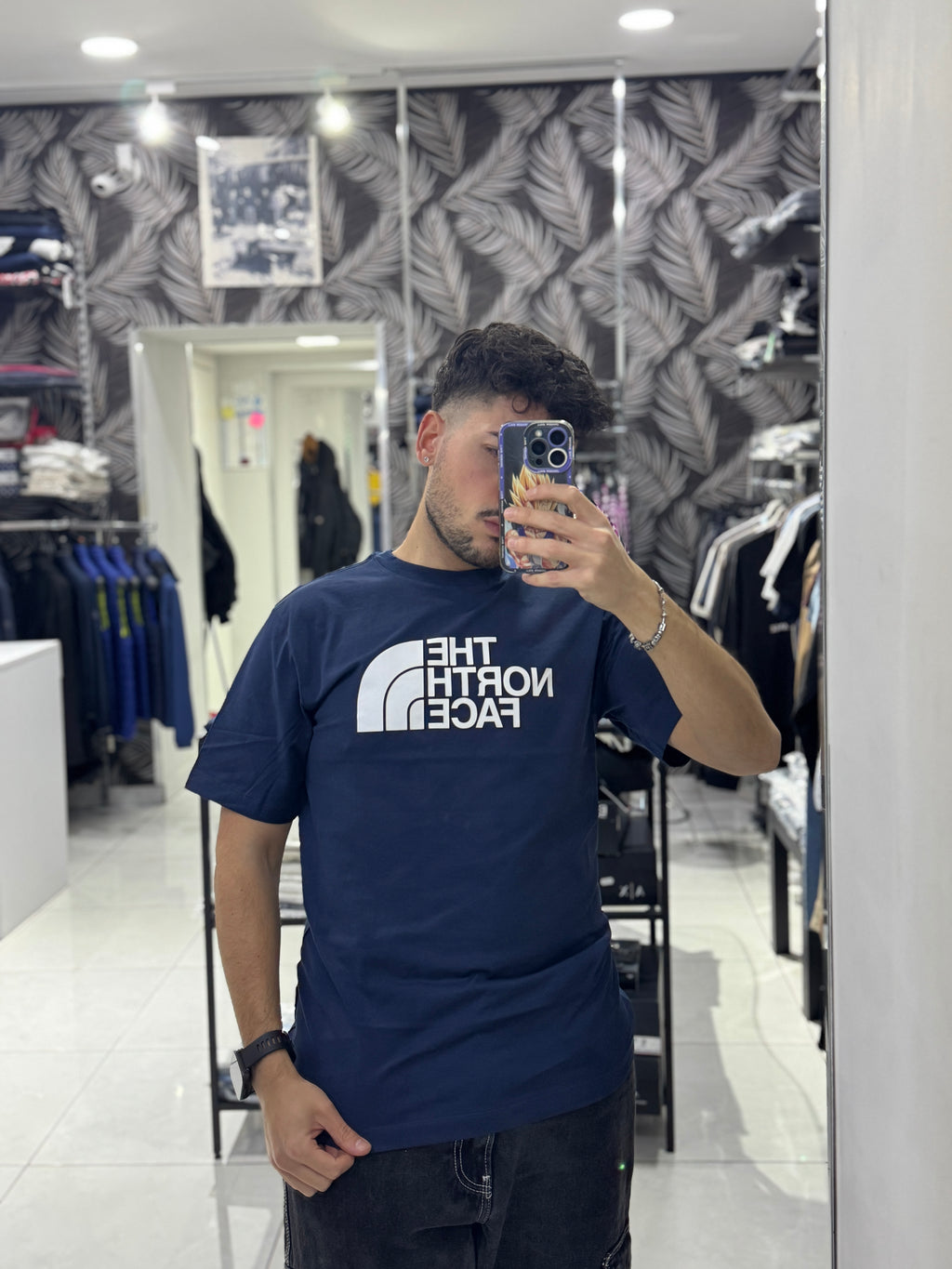 The North Face Blue T-Shirt White Big Logo – SS25 Premium Cotton Tee