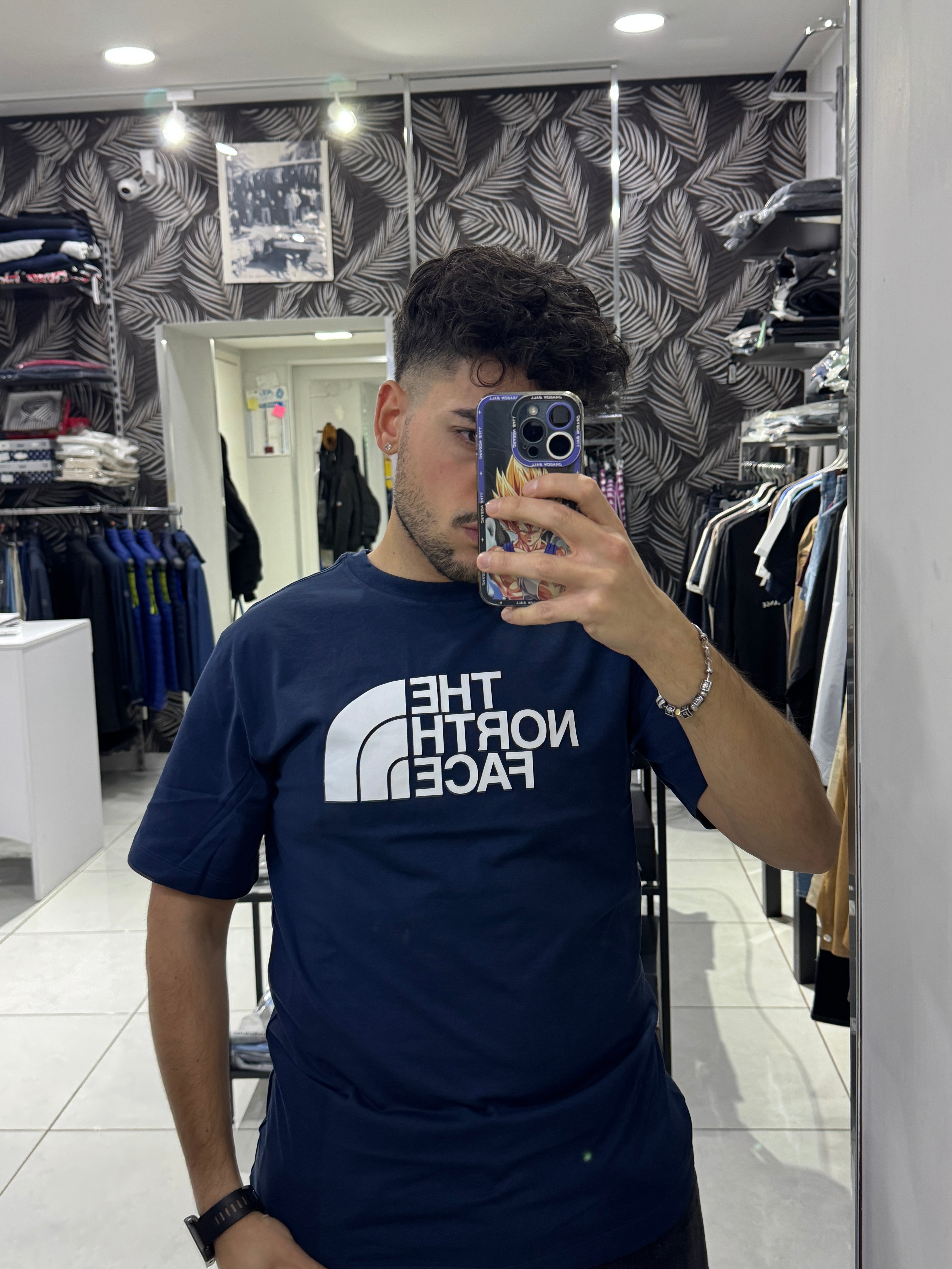 The North Face Blue T-Shirt White Big Logo – SS25 Premium Cotton Tee