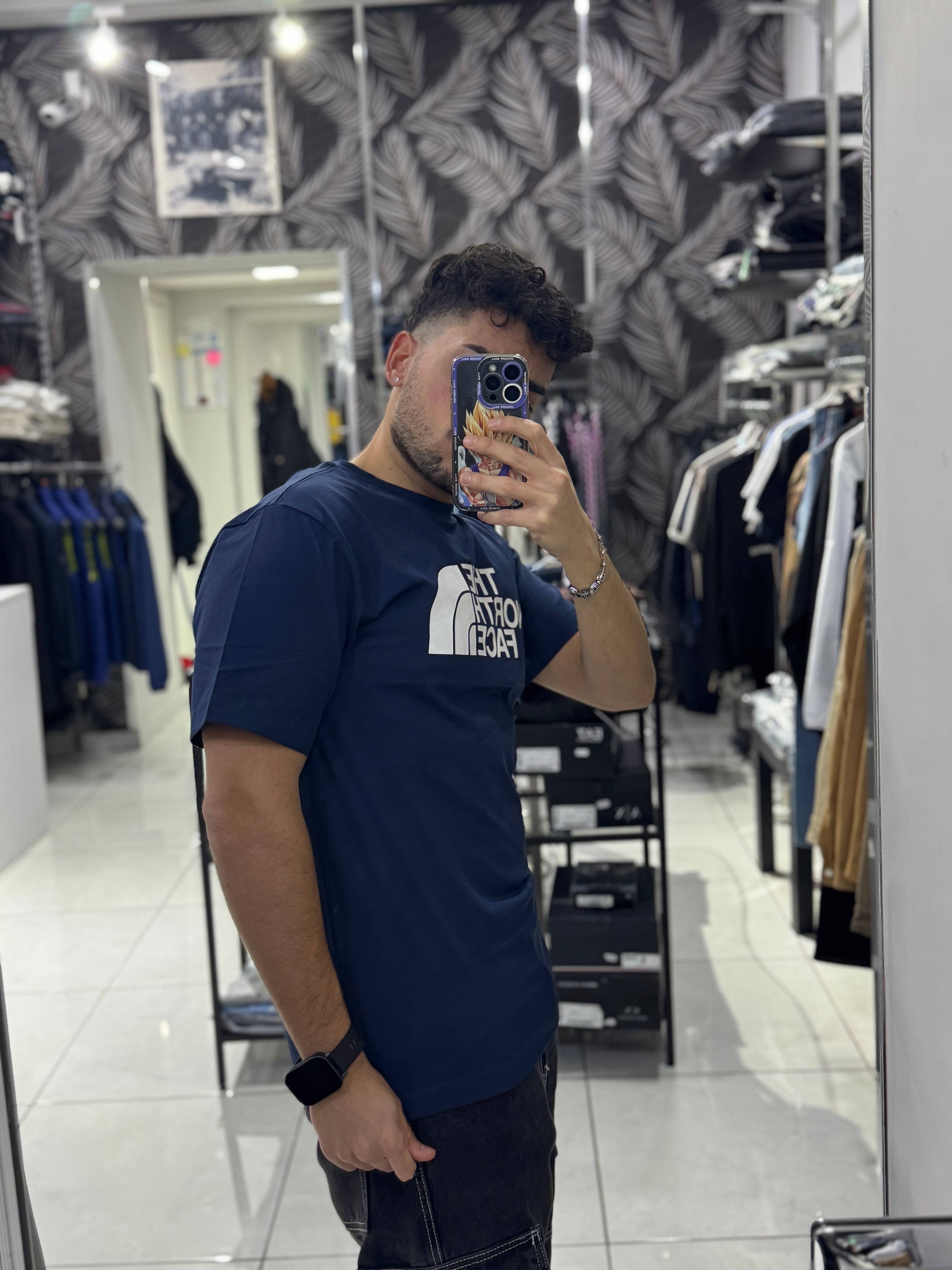 The North Face Blue T-Shirt White Big Logo – SS25 Premium Cotton Tee