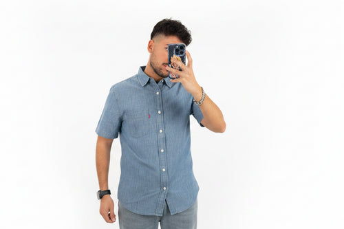 Camicia Denim Chiaro Mezza Manica Levi’s Uomo Taschino