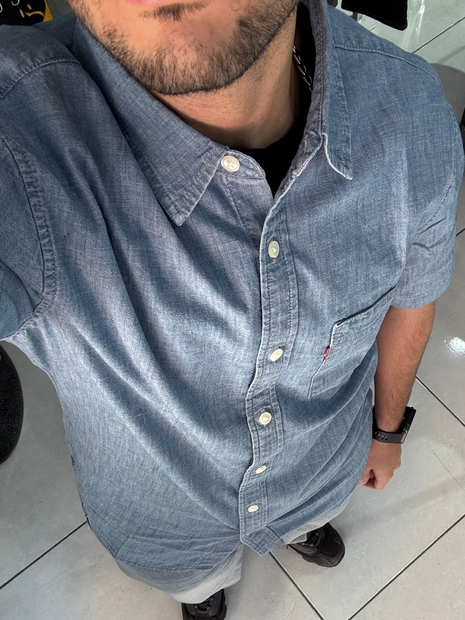 Camicia Denim Chiaro Mezza Manica Levi’s Uomo Taschino