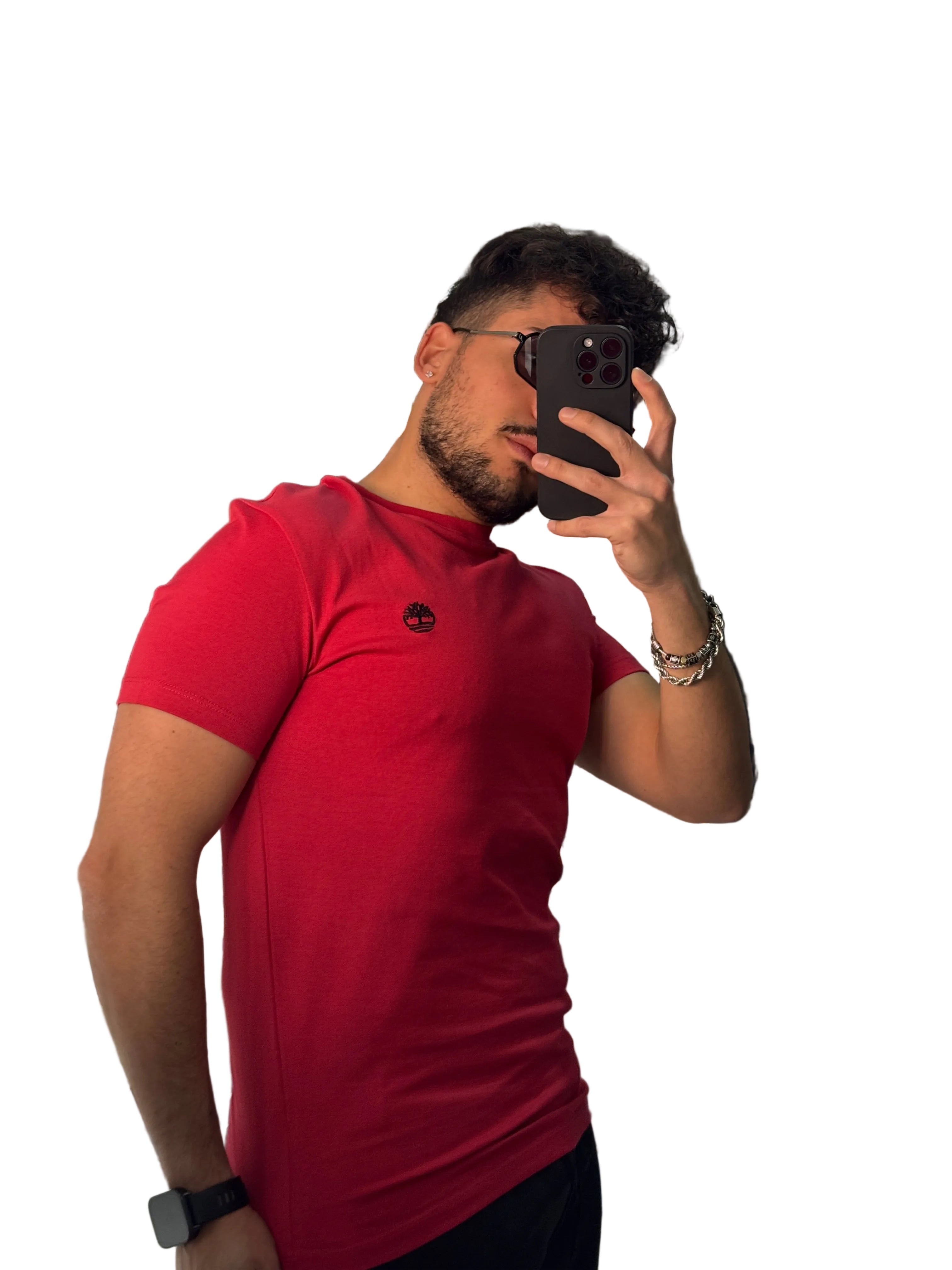 T-Shirt Uomo Rossa Slim Fit Timberland Logo